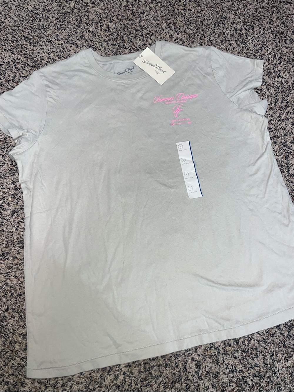 Universal Thread Soft Cotton Casual Tee Birch/Pink Size L NWT
